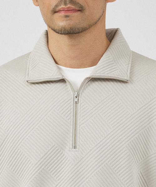 ABAHOUSE GRAY（アバハウスグレイ）の「【ジオメトリック柄 】ハープジップ プルオーバー / 長袖カットソー（Tシャツ/カットソー・メンズ・グレイッシュベージュ/ブラック/グレイッシュブルー/ホワイト・46/48）」の10枚目の写真