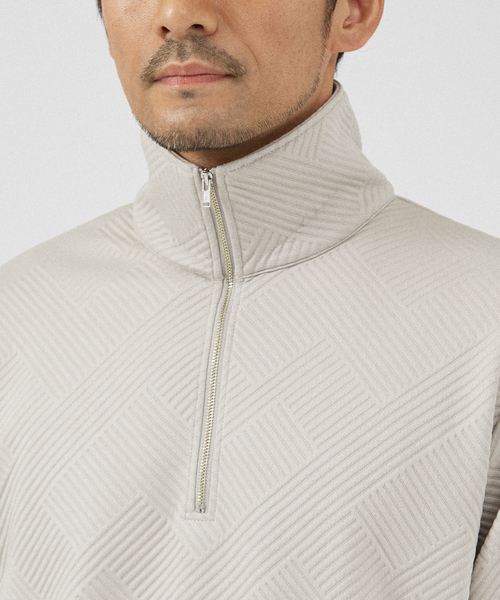 ABAHOUSE GRAY（アバハウスグレイ）の「【ジオメトリック柄 】ハープジップ プルオーバー / 長袖カットソー（Tシャツ/カットソー・メンズ・グレイッシュベージュ/ブラック/グレイッシュブルー/ホワイト・46/48）」の13枚目の写真