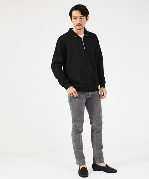 ABAHOUSE GRAY（アバハウスグレイ）の「【ジオメトリック柄 】ハープジップ プルオーバー / 長袖カットソー（Tシャツ/カットソー・メンズ・グレイッシュベージュ/ブラック/グレイッシュブルー/ホワイト・46/48）」の5枚目の写真