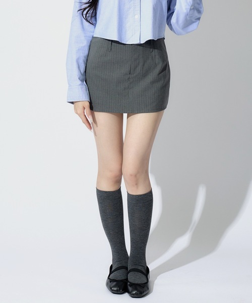 【大人気】SELF PORTRAIT ラインストーンストライプミニスカート Stripe A Line Skirt / Aラインストライプミニスカート