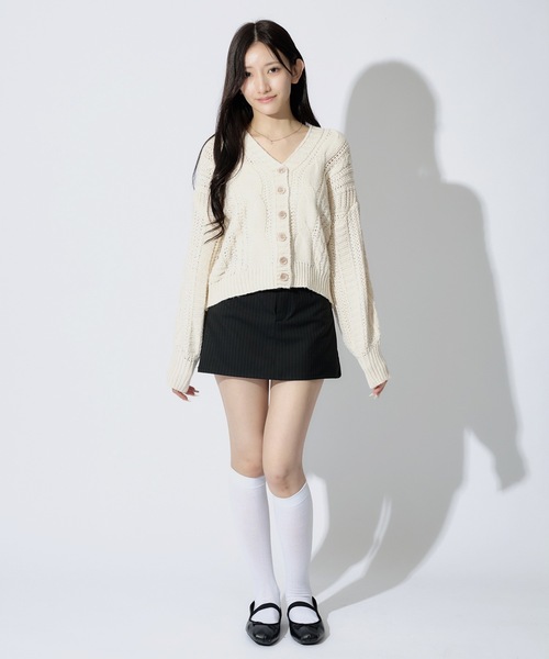 ALLuRing ChaRm（アリュリングチャーム）の「Stripe A Line Skirt / Aラインストライプミニスカート（スカート・レディース・グレー/ブラック・S/M）」の19枚目の写真