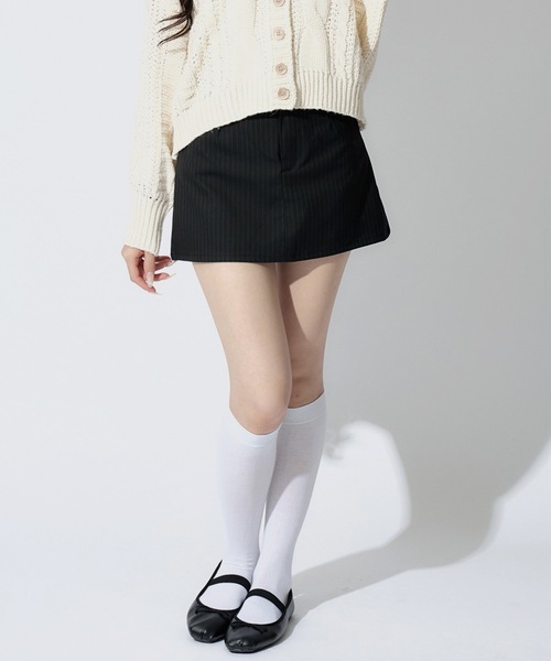 ミニスカート Side Flat Striped Skirt Stripe A Line Skirt / Aラインストライプミニスカート