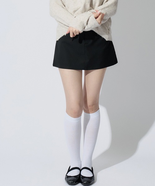 【大人気】SELF PORTRAIT ラインストーンストライプミニスカート Stripe A Line Skirt / Aラインストライプミニスカート