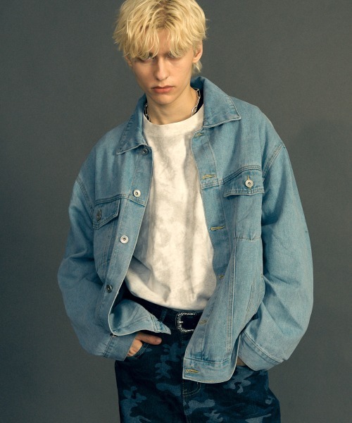 セール】ビンテージウォッシュリラックスフィットデニムジャケット