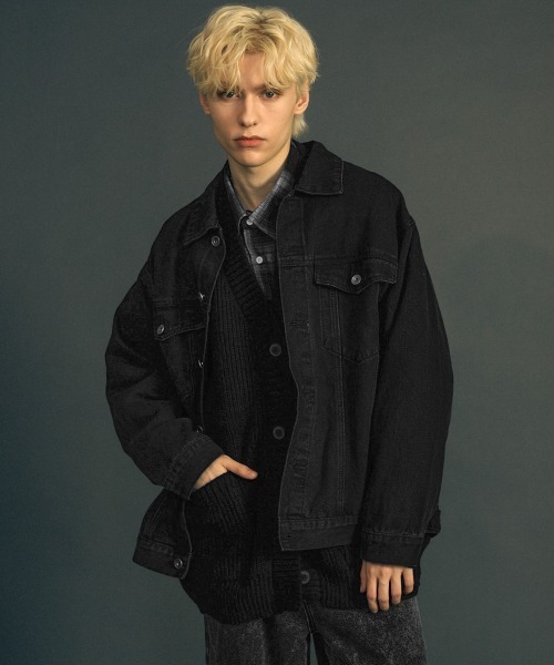 セール】ビンテージウォッシュリラックスフィットデニムジャケット