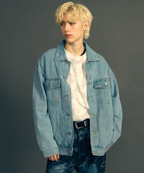 セール】ビンテージウォッシュリラックスフィットデニムジャケット