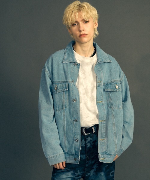 セール】ビンテージウォッシュリラックスフィットデニムジャケット