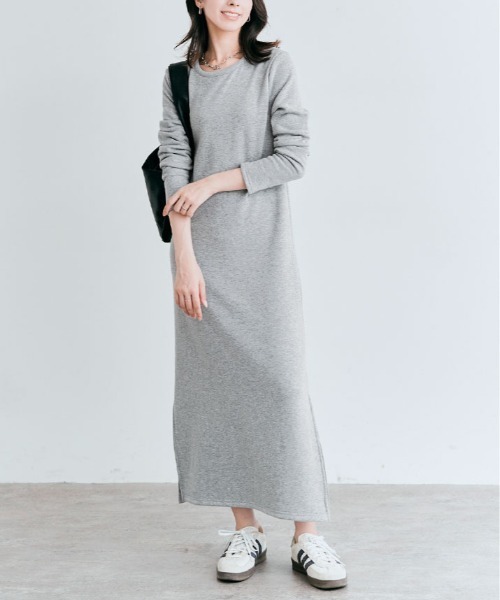 kirakiraShop(キラキラショップ)の「裏起毛 ロング 全骨格 ワンピース(ワンピース・レディース・ネイビー/グレー系その他/ブラック/杢グレー・L/M/S)」の2枚目の写真