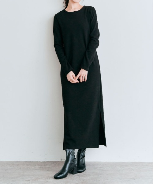 kirakiraShop(キラキラショップ)の「裏起毛 ロング 全骨格 ワンピース(ワンピース・レディース・ネイビー/グレー系その他/ブラック/杢グレー・L/M/S)」の16枚目の写真