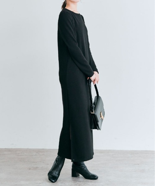 kirakiraShop(キラキラショップ)の「裏起毛 ロング 全骨格 ワンピース(ワンピース・レディース・ネイビー/グレー系その他/ブラック/杢グレー・L/M/S)」の13枚目の写真