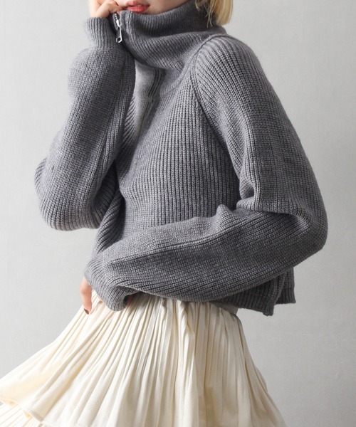 SpRay（スプレイ）の「畦クロップドハーフジップニット（ニット