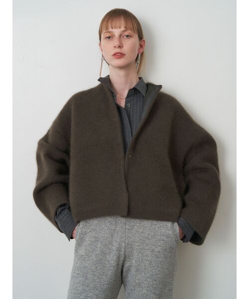 ELENDEEK(エレンディーク)の「CNラクーンミックスショートダブルカーディガン【Naoko Tsuji × ELENDEEK】(カーディガン/ボレロ・レディース・ブラウン/アイボリー・FREE)」の3枚目の写真