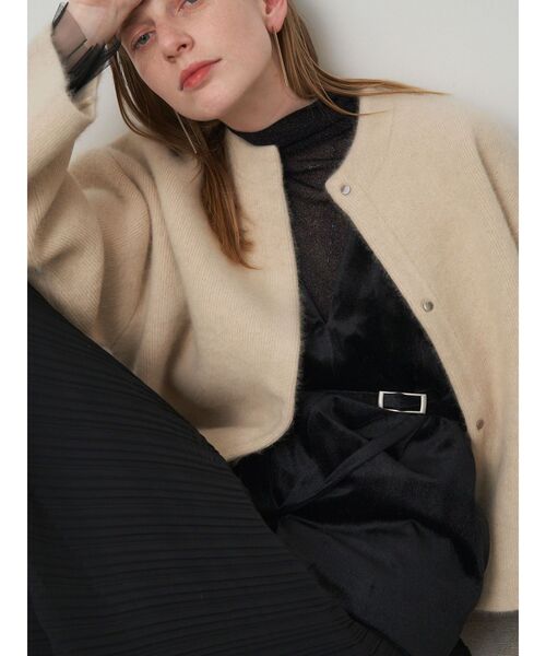 ELENDEEK(エレンディーク)の「CNラクーンミックスショートダブルカーディガン【Naoko Tsuji × ELENDEEK】(カーディガン/ボレロ・レディース・ブラウン/アイボリー・FREE)」の17枚目の写真