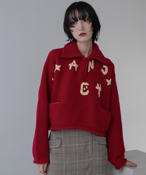 VACANCY（ヴァカンシー）の「ハンド刺繍ショート丈ポロニット（ニット