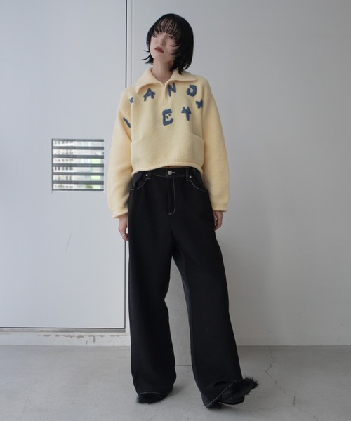 VACANCY(ヴァカンシー)の「ハンド刺繍ショート丈ポロニット(ニット/セーター・レディース・アイボリー/ブラック/レッド/ブルー・FREE)」の12枚目の写真