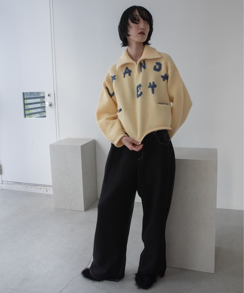 VACANCY（ヴァカンシー）の「ハンド刺繍ショート丈ポロニット（ニット