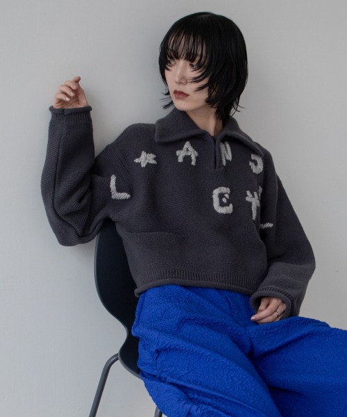 VACANCY(ヴァカンシー)の「ハンド刺繍ショート丈ポロニット(ニット/セーター・レディース・アイボリー/ブラック/レッド/ブルー・FREE)」の19枚目の写真