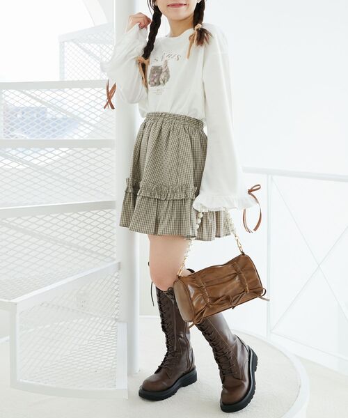 MAJESTIC LEGON（マジェスティックレゴン）の「ネコプリントミニ裏毛トップス（Tシャツ/カットソー・レディース・ブラック/オフホワイト/グレー・MEDIUM）」の6枚目の写真