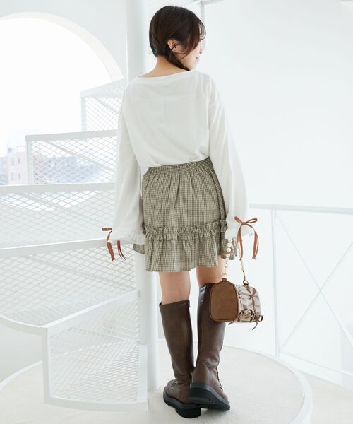 MAJESTIC LEGON（マジェスティックレゴン）の「ネコプリントミニ裏毛トップス（Tシャツ/カットソー・レディース・ブラック/オフホワイト/グレー・MEDIUM）」の7枚目の写真