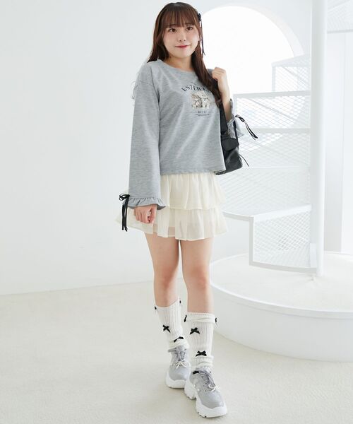 MAJESTIC LEGON（マジェスティックレゴン）の「ネコプリントミニ裏毛トップス（Tシャツ/カットソー・レディース・ブラック/オフホワイト/グレー・MEDIUM）」の13枚目の写真