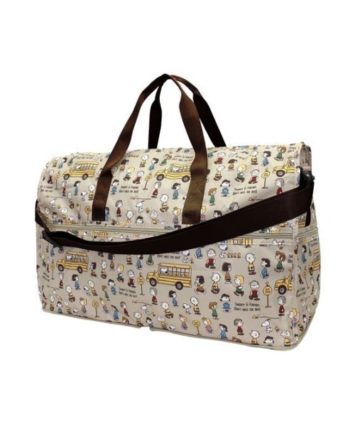 スヌーピー ハピタス 折りたたみ ボストンバッグL バスストップ ブラウン SIFF（ボストンバッグ）｜SNOOPY（スヌーピー） 6,160円
