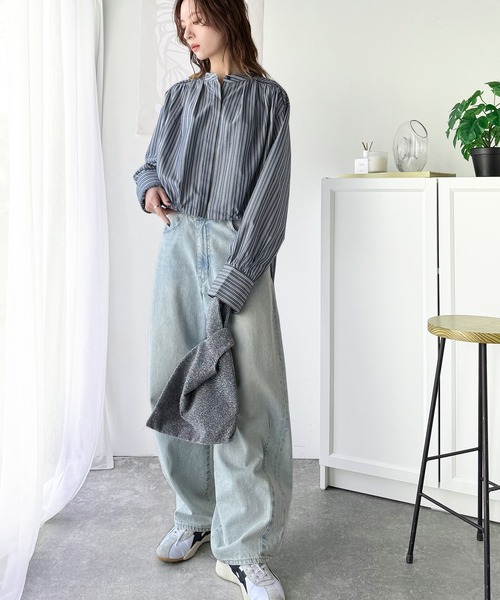 セール】愛らしさと清楚感を両立する、リボンヘムクロップドギャザー