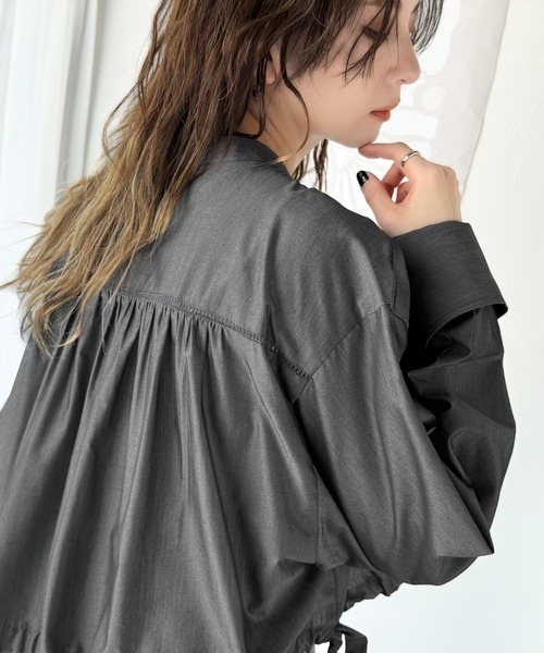 セール】愛らしさと清楚感を両立する、リボンヘムクロップドギャザー