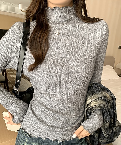 Ulysses（ユリシス）の「メロウフリルハイネックニット（ニット/セーター・レディース・ブラック/オフホワイト/グレー・F）」の15枚目の写真