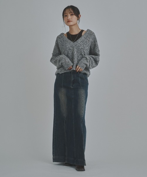 bita.（ビタ）の「柄編みミックスカラーVネックニット（ニット/セーター・レディース・ベージュ/イエロー/チャコールグレー・FREE）」の21枚目の写真
