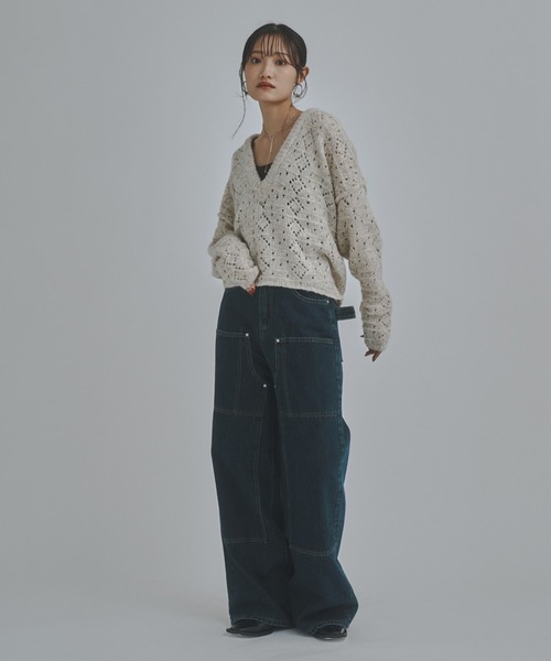 bita.（ビタ）の「柄編みミックスカラーVネックニット（ニット/セーター・レディース・ベージュ/イエロー/チャコールグレー・FREE）」の15枚目の写真