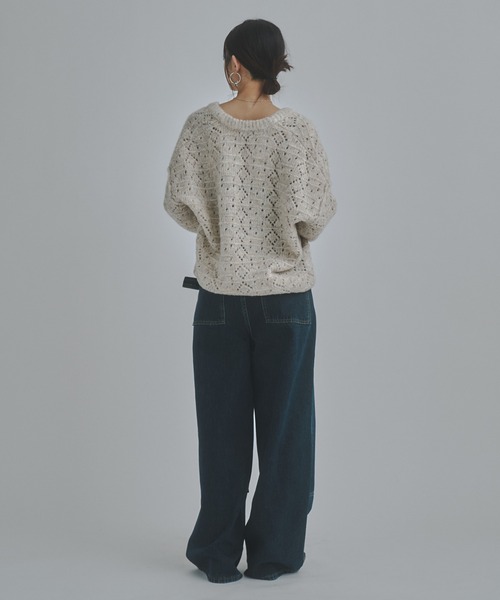 bita.（ビタ）の「柄編みミックスカラーVネックニット（ニット/セーター・レディース・ベージュ/イエロー/チャコールグレー・FREE）」の17枚目の写真