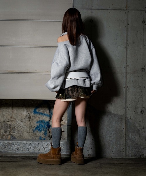 sedacle girl(セダクルガール)の「裏起毛ワンショルダープルオーバー(スウェット・レディース・グレー/チャコールグレー・FREE)」の7枚目の写真