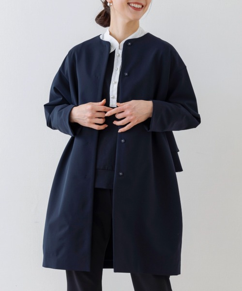 sono NAVY <防しわダブルクロス>バックフリルロングジレ SONO NAVY