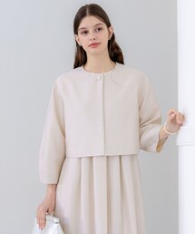 23区　ブルゾン（ノーカラー・ベージュ）サイズ36 リネンレーヨンストレッチ ノーカラー ブルゾン / 23区 | ファッション