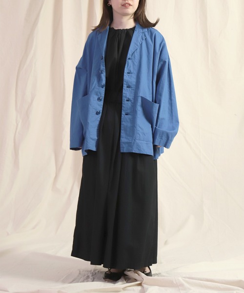 Brocante（ブロカント）の「[Brocante / ブロカント] 綿ヘンプウェザー グランパジャケット（その他アウター・レディース・ロイヤルブルー/ホワイト・2）」の13枚目の写真