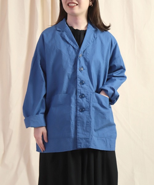 Brocante（ブロカント）の「[Brocante / ブロカント] 綿ヘンプウェザー グランパジャケット（その他アウター・レディース・ロイヤルブルー/ホワイト・2）」の12枚目の写真