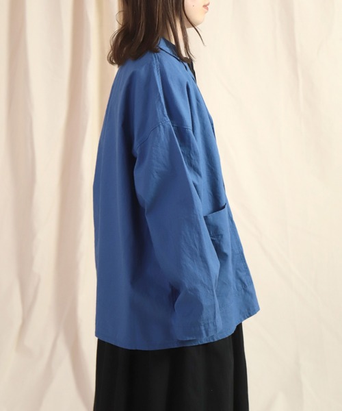 Brocante（ブロカント）の「[Brocante / ブロカント] 綿ヘンプウェザー グランパジャケット（その他アウター・レディース・ロイヤルブルー/ホワイト・2）」の4枚目の写真