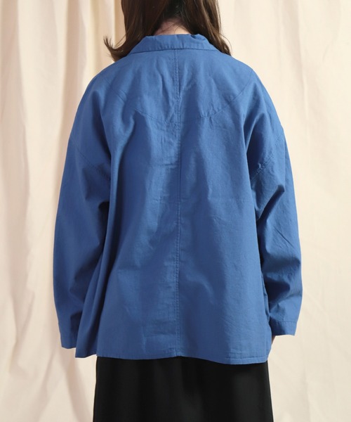 Brocante（ブロカント）の「[Brocante / ブロカント] 綿ヘンプウェザー グランパジャケット（その他アウター・レディース・ロイヤルブルー/ホワイト・2）」の5枚目の写真