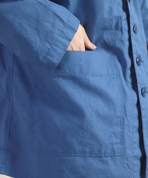 Brocante（ブロカント）の「[Brocante / ブロカント] 綿ヘンプウェザー グランパジャケット（その他アウター・レディース・ロイヤルブルー/ホワイト・2）」の7枚目の写真