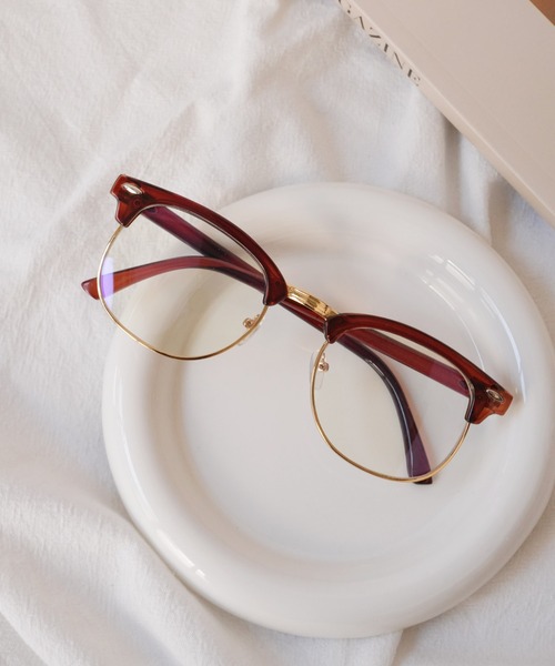 Port（ポート）の「【 Port / ポート 】 クラシック ハーフリム 伊達メガネ #（メガネ・レディース・クリア/ブラウン/ブラック/ライトブラウン・FREE）」の3枚目の写真