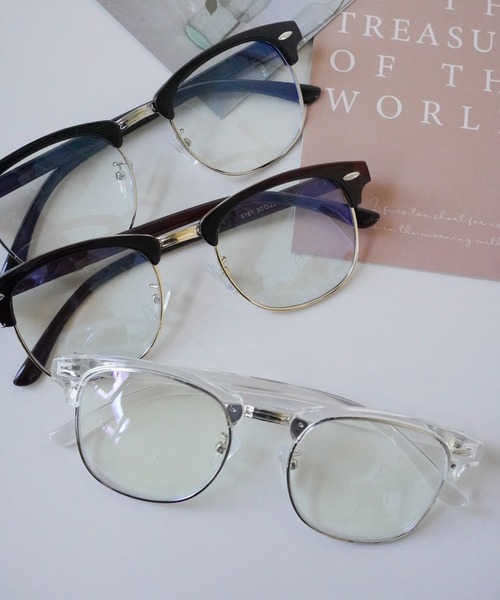 Port（ポート）の「【 Port / ポート 】 クラシック ハーフリム 伊達メガネ #（メガネ・レディース・クリア/ブラウン/ブラック/ライトブラウン・FREE）」の4枚目の写真