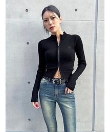 2パターン編地デザインニットTOP
