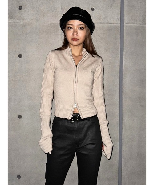 EGOIST（エゴイスト）の「２パターン編地デザインニットTOP（ニット/セーター・レディース・ブラック/ブラウン/ベージュ・FREE）」の9枚目の写真