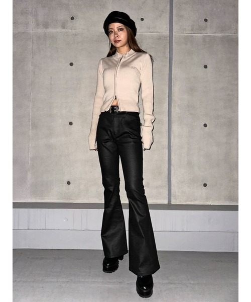 EGOIST（エゴイスト）の「２パターン編地デザインニットTOP（ニット/セーター・レディース・ブラック/ブラウン/ベージュ・FREE）」の8枚目の写真