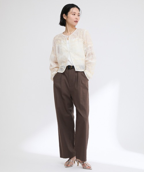 Firsthand（ファーストハンド）の「コットンリネン ワイドパンツ / ワイドシルエット / イージー仕様（その他パンツ・レディース・ナチュラル/ブラウン/ブラック・マルチサイズ）」の4枚目の写真