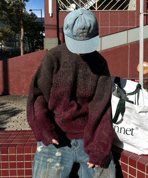 Perushu(ペルーシュ)の「グラデーションシャギーメッセージロゴニット(ニット/セーター・メンズ・ボルドー/グレー・LARGE/MEDIUM)」の19枚目の写真