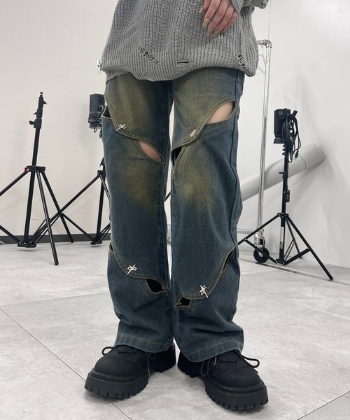 Figments(フィグメンツ)の「ギャップデザインデニムパンツ(デニムパンツ・レディース・ブルー系1・SMALL/MEDIUM/LARGE)」の9枚目の写真
