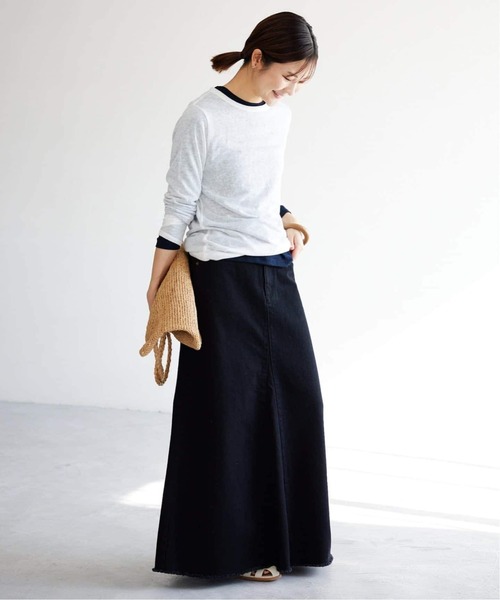 SLOBE IENA（スローブイエナ）の「《追加》スラブ天竺クルーネックロンTEE（Tシャツ/カットソー・レディース・ネイビー/ホワイト/ピンク/サックスブルー・FREE）」の13枚目の写真