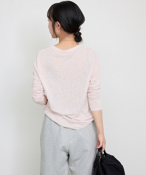 SLOBE IENA スラブ天竺クルーネックロンT シアーカットソー セール】《追加》スラブ天竺クルーネックロンTEE（Tシャツ