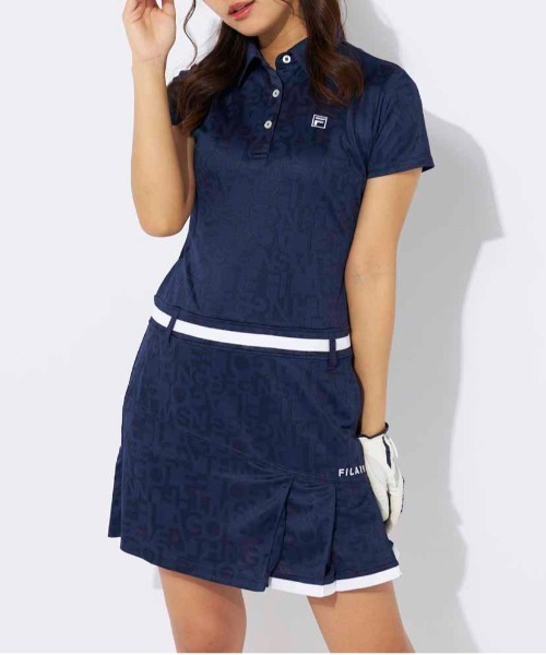 新品　FILA GOLF フィラゴルフ　ロゴライン入り　ワンピース　ブラック　M セール】【FILA GOLF/フィラゴルフ】レディースワンピース 吸汗